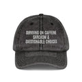 Vintage Embroidered Cap — 'Surviving on Caffeine, Sarcasm & Questionable Choices'