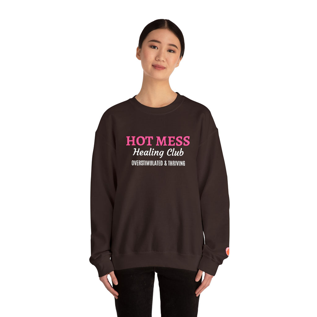 Hot Mess Crewneck Sweatshirt — Funny Graphic White Pullover