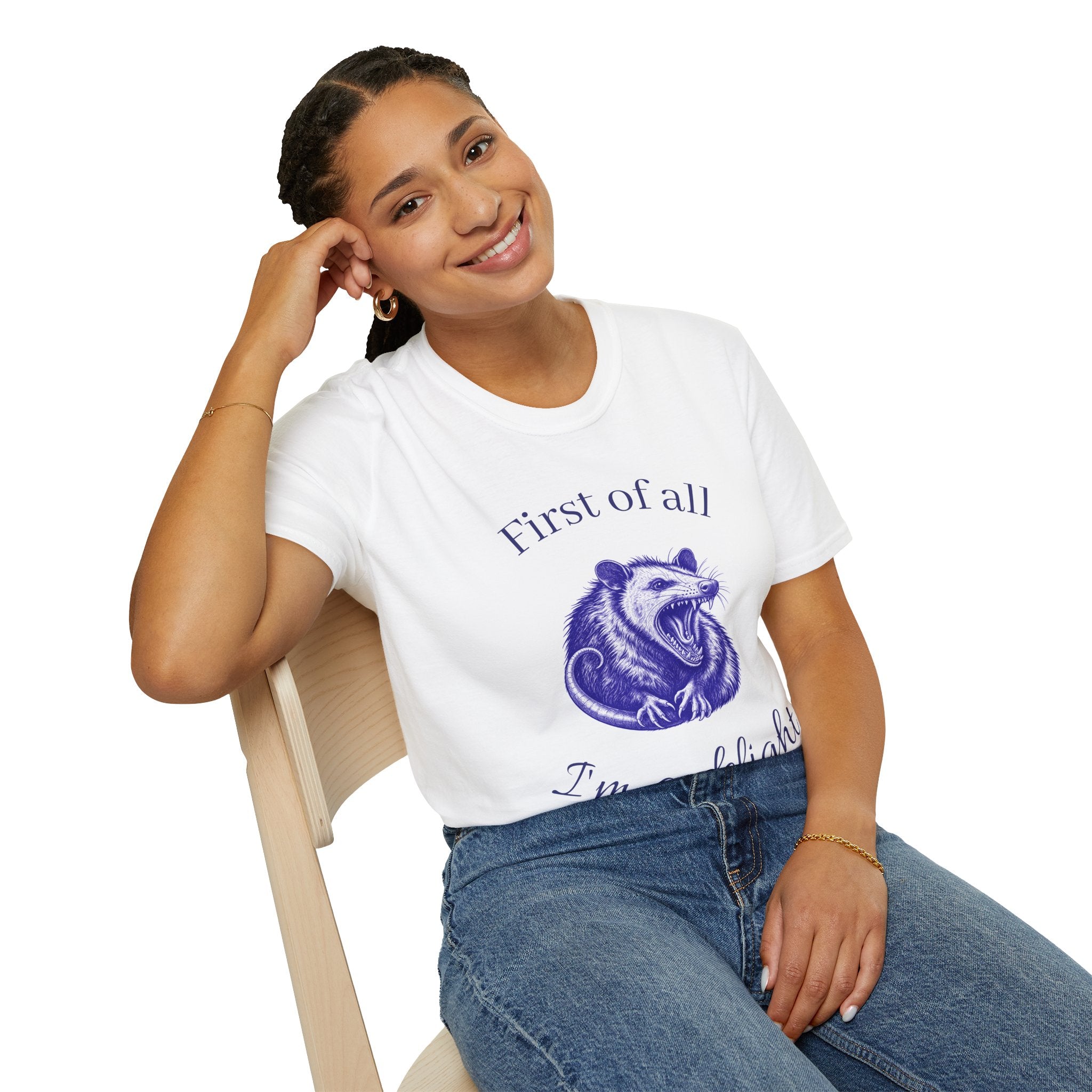T-Shirt — “First of All, I’m a Delight” Possum Graphic Tee