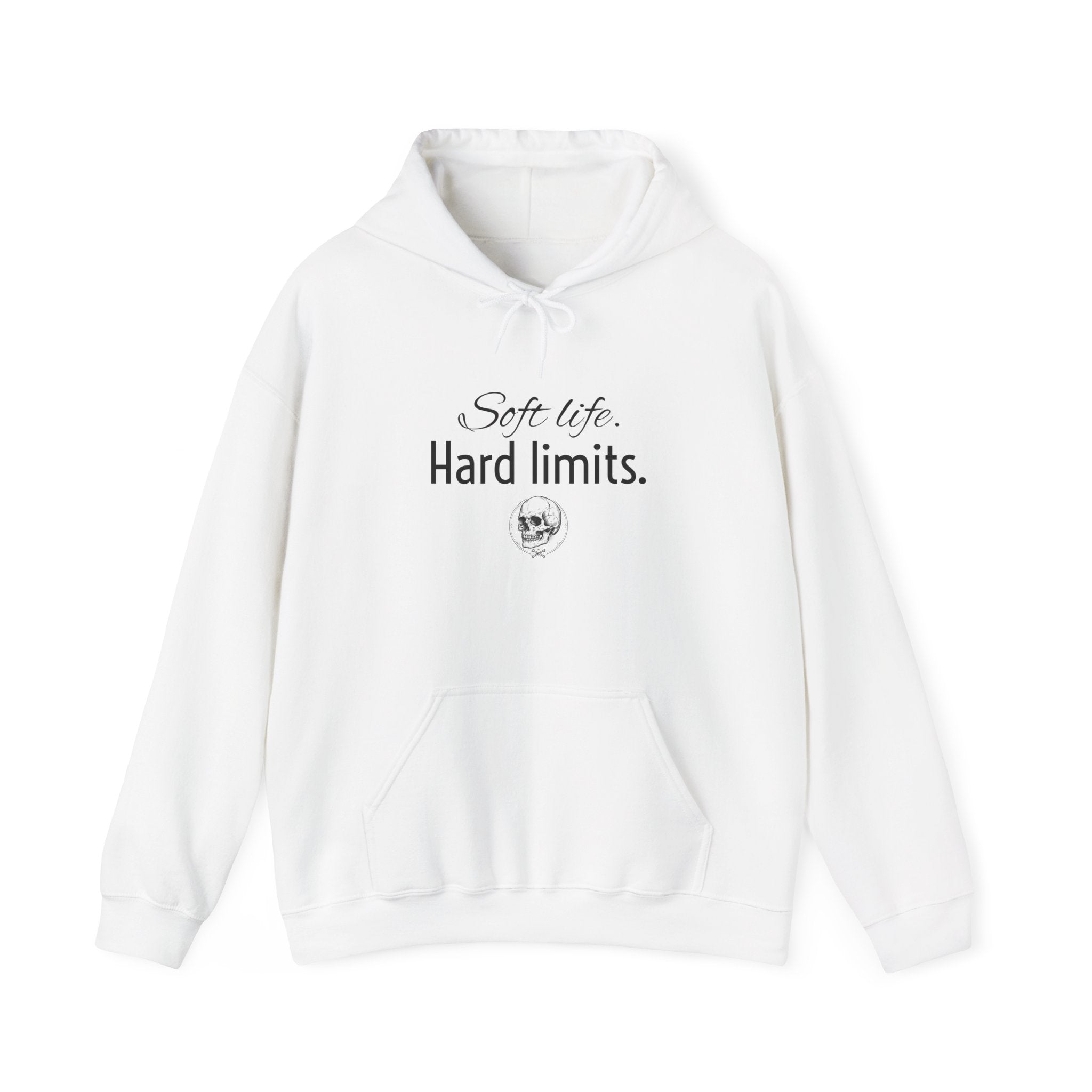 Hoodie — "Soft Life. Hard Limits." Minimalist Script Pullover