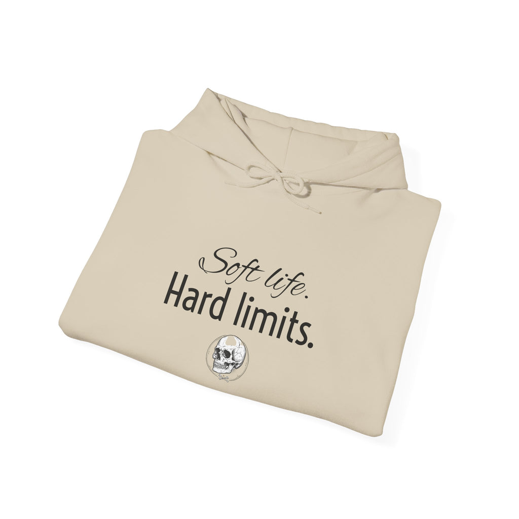 Hoodie — "Soft Life. Hard Limits." Minimalist Script Pullover
