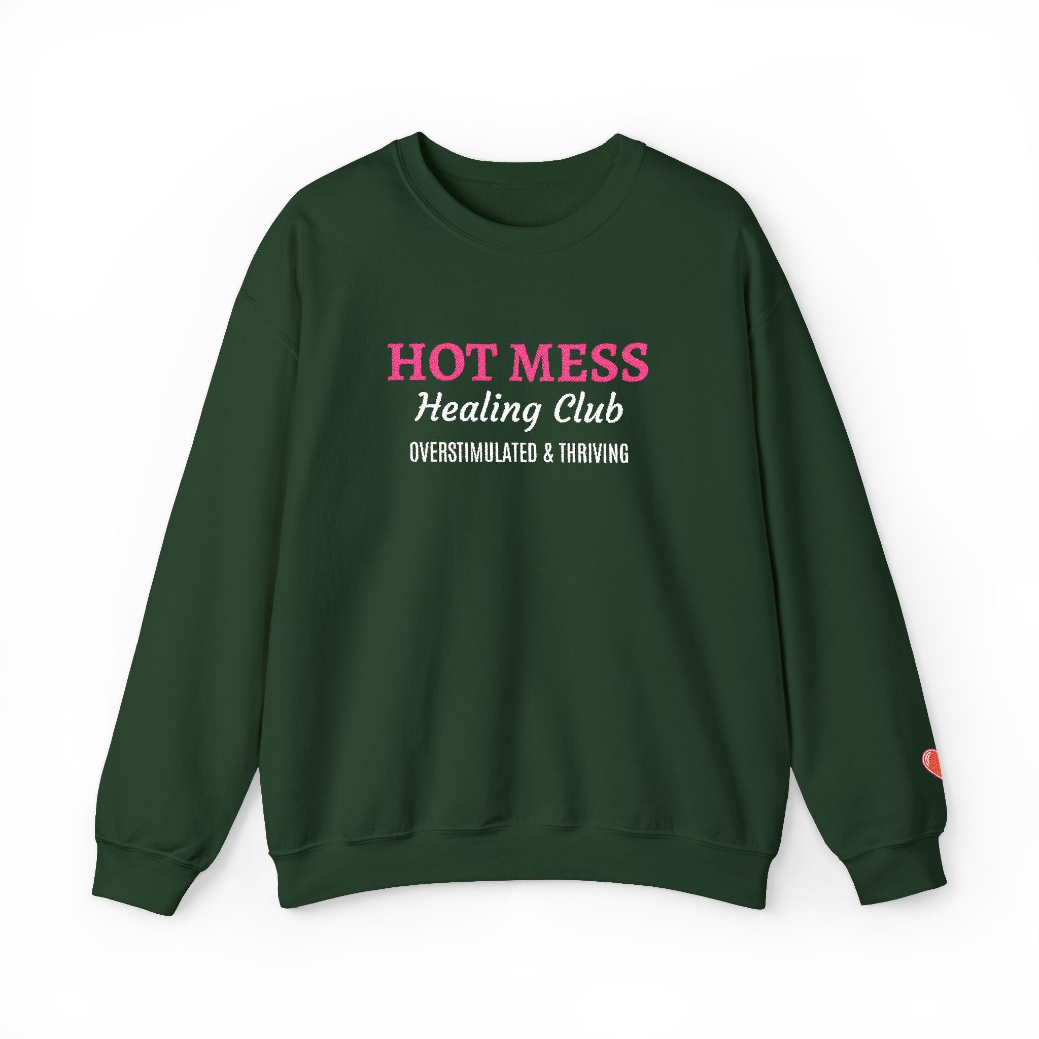 Hot Mess Crewneck Sweatshirt — Funny Graphic White Pullover