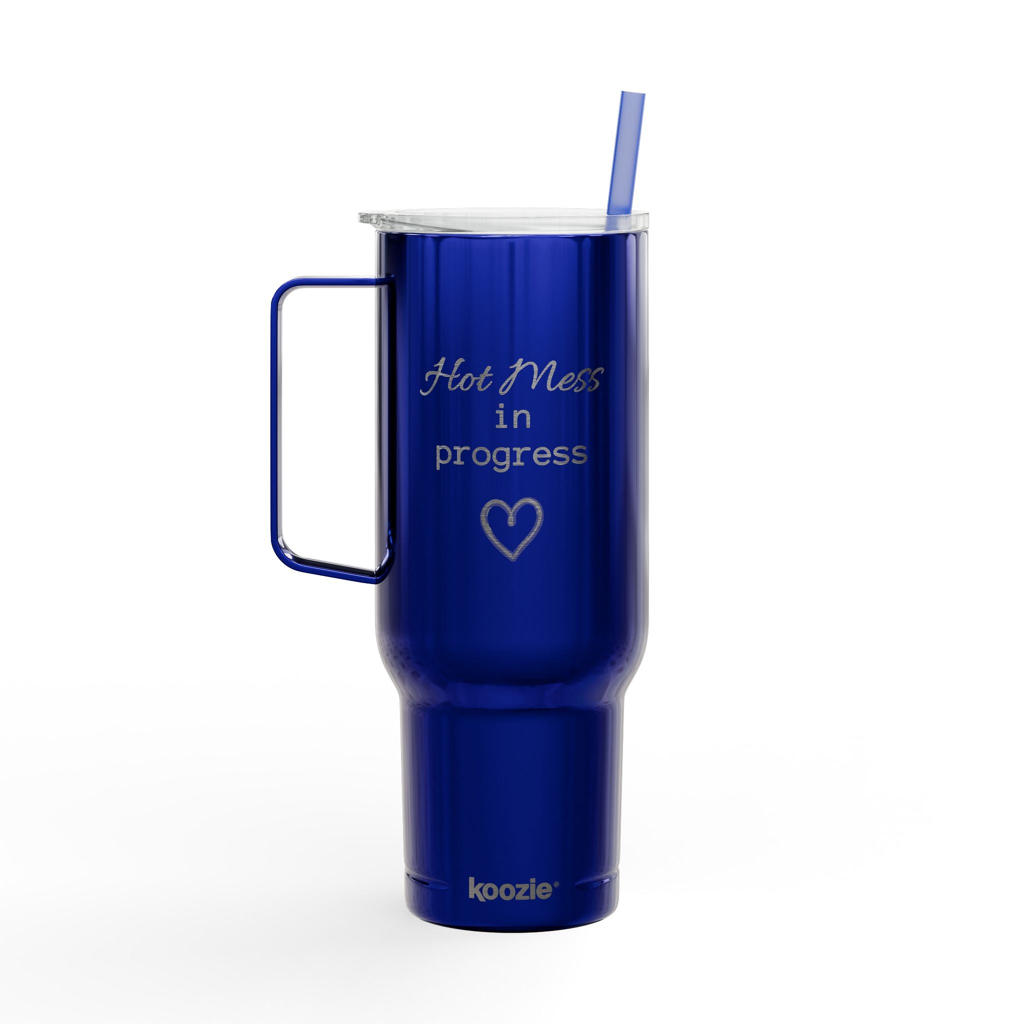 Insulated Tumbler with Lid, 40oz (Engraving)- "Hot Mess in Progress"