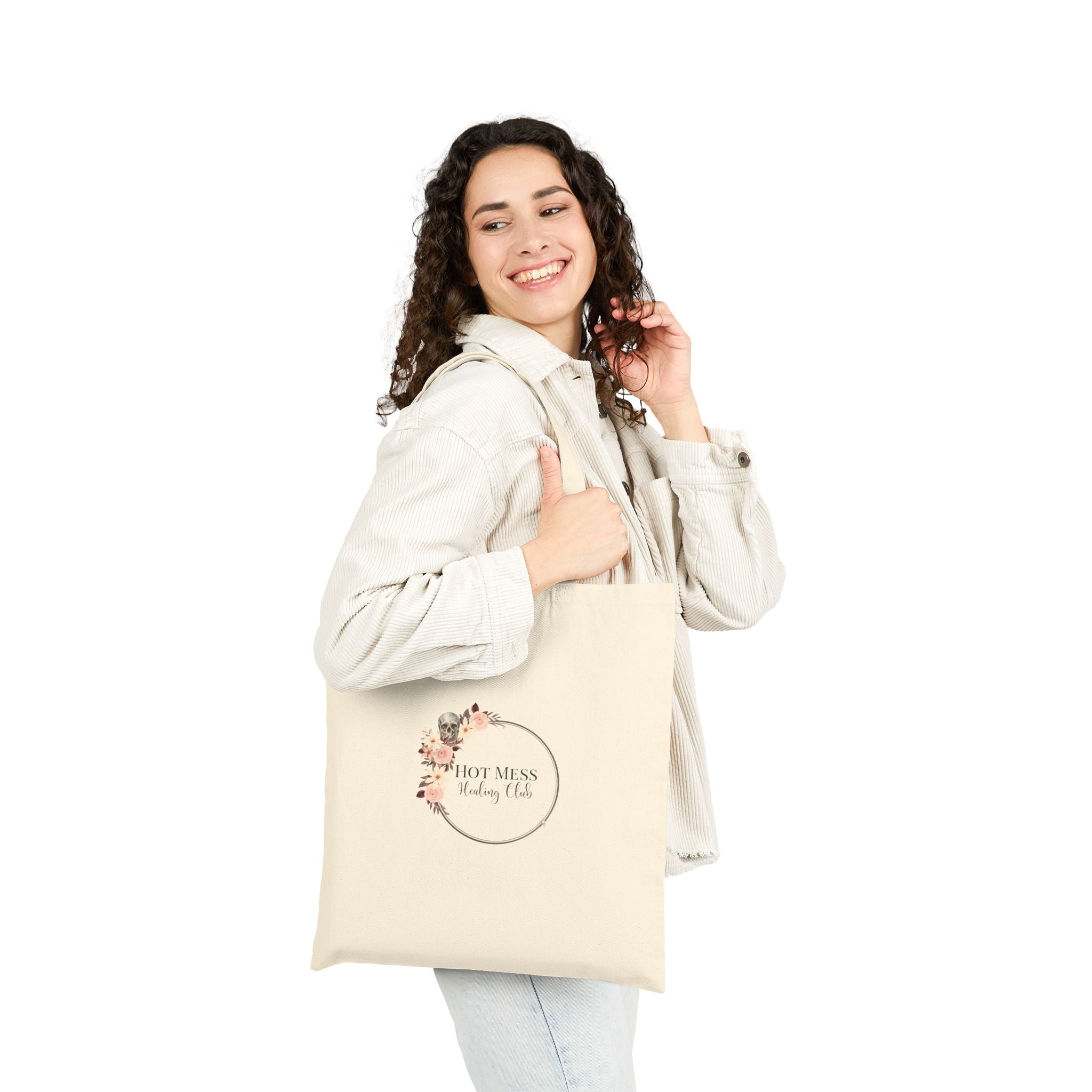 I Choose My Peace Canvas Tote — Floral Calm Reusable Shopping & Everyday Bag