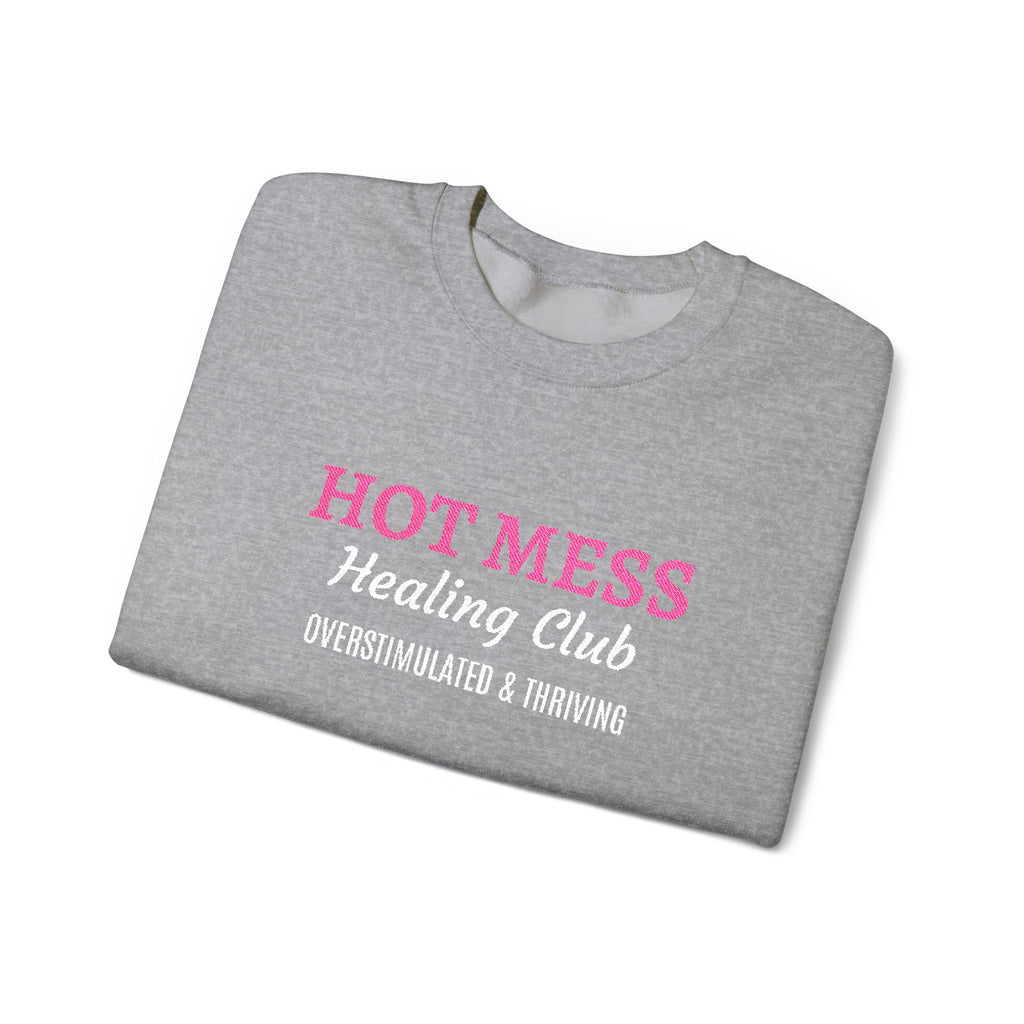 Hot Mess Crewneck Sweatshirt — Funny Graphic White Pullover