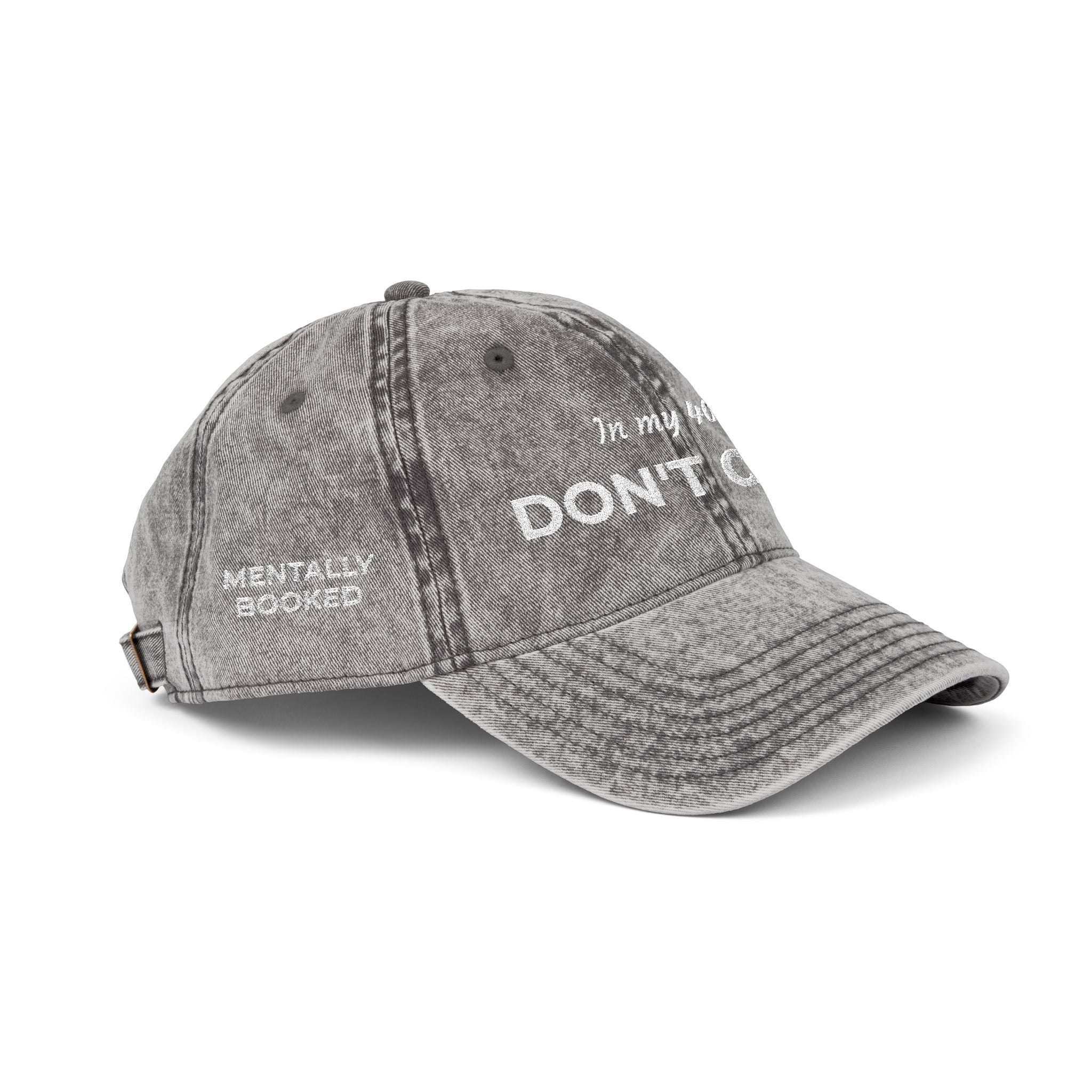 Vintage Embroidered Cap — "Don't Care" Distressed Baseball Hat