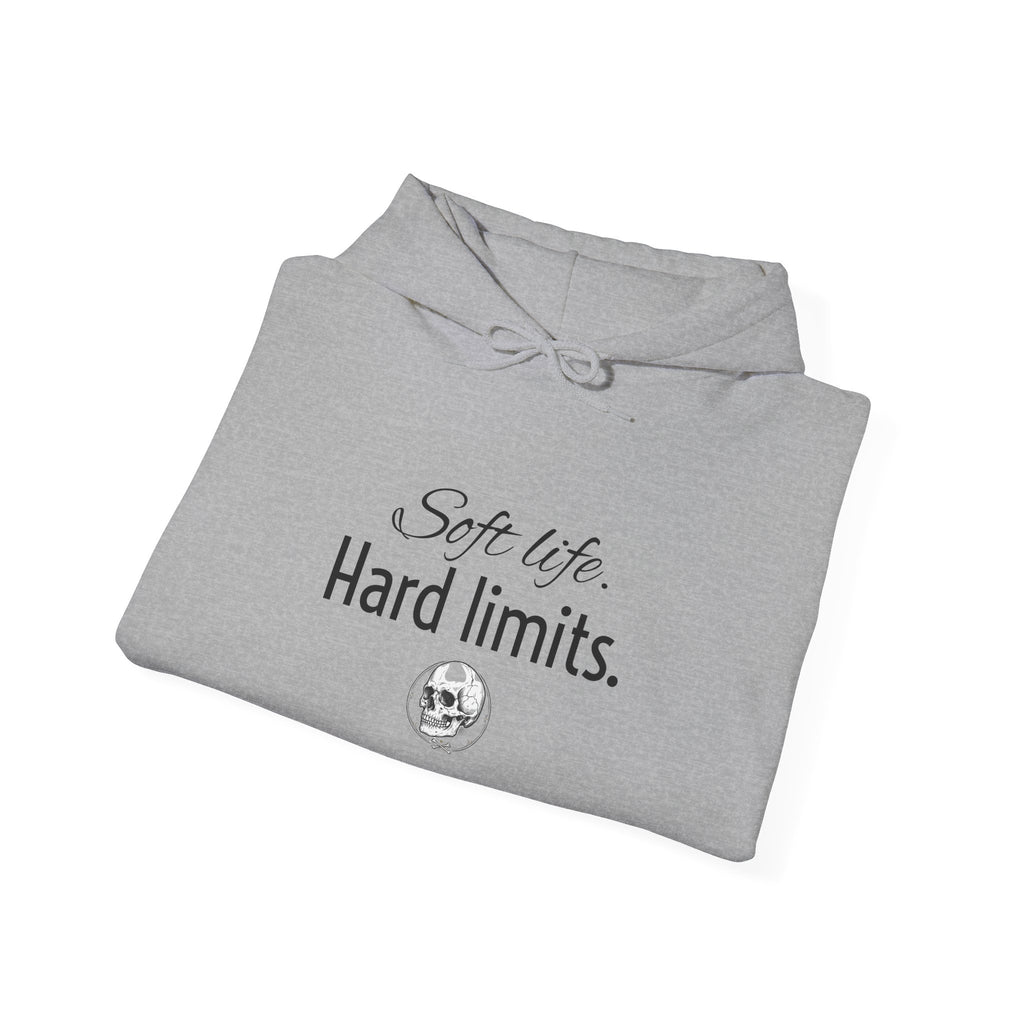 Hoodie — "Soft Life. Hard Limits." Minimalist Script Pullover