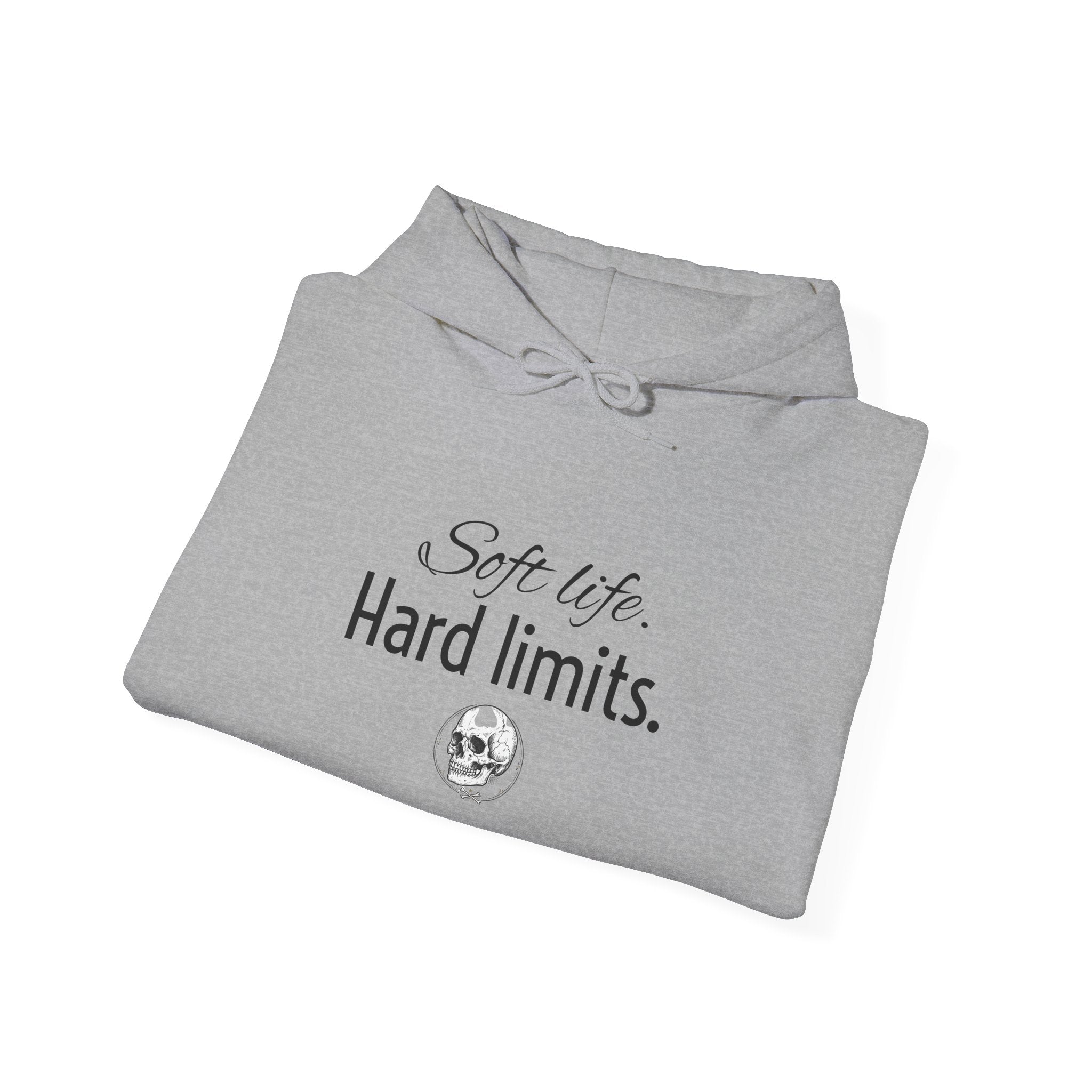 Hoodie — "Soft Life. Hard Limits." Minimalist Script Pullover