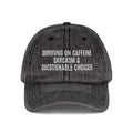 Vintage Embroidered Cap — 'Surviving on Caffeine, Sarcasm & Questionable Choices'