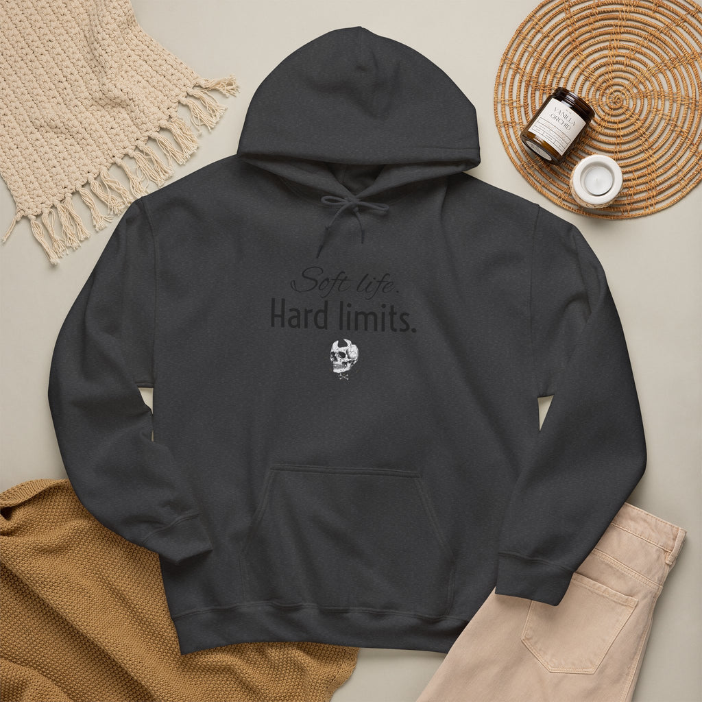 Hoodie — "Soft Life. Hard Limits." Minimalist Script Pullover